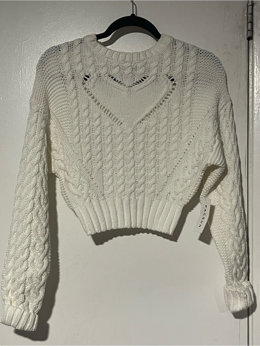 PacSun Beverly and Beck Heart Cable Knit Cropped Sweater - XS NWT!